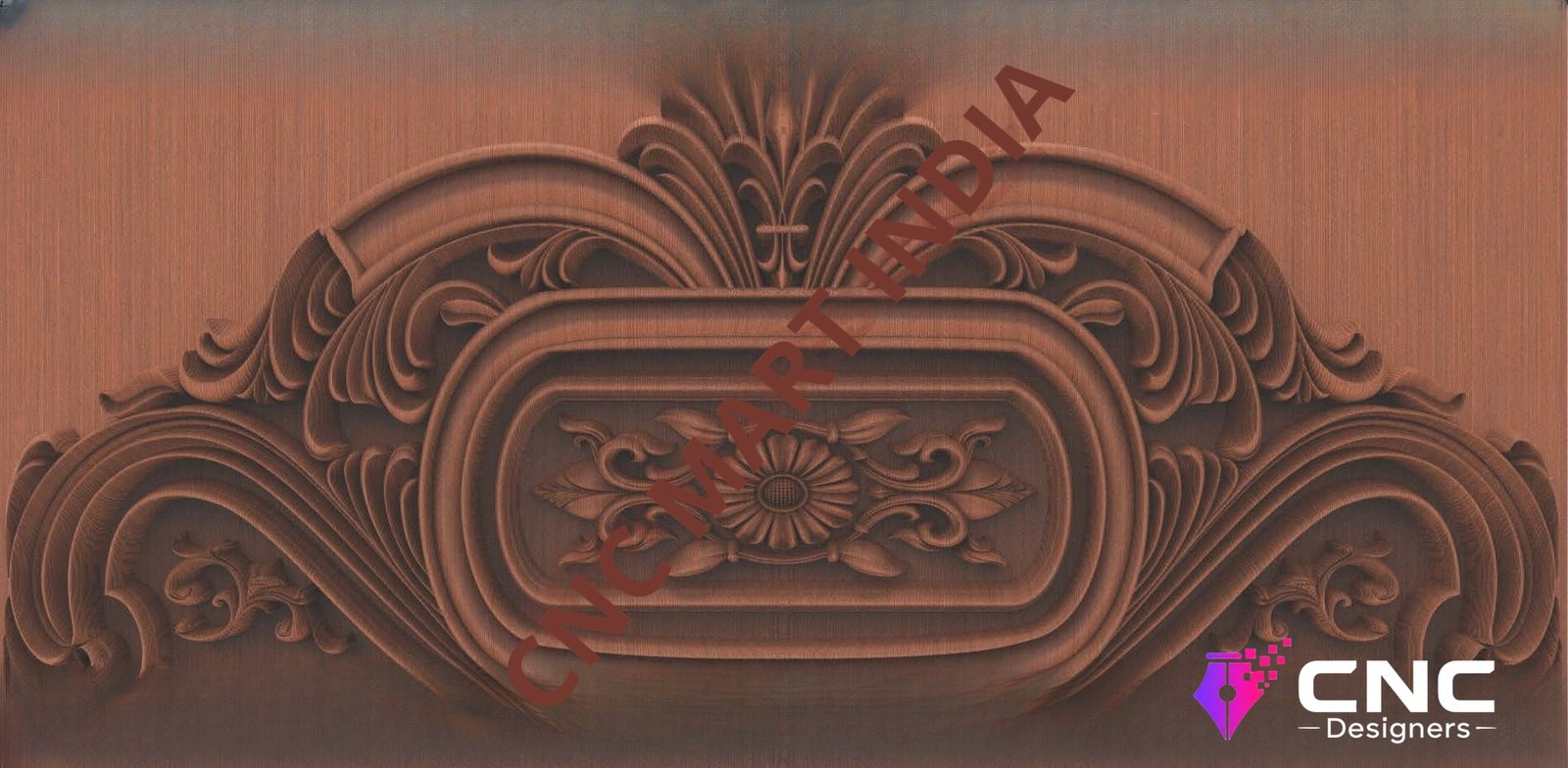 Beds & Sofa - BS-84 Elegant Floral Crown Headboard 3D Relief Carving Model
